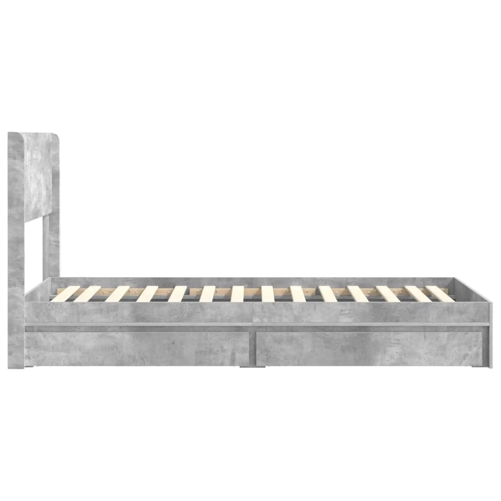 Struttura del letto con stoccaggio e testata Grigio Cemento 3414428