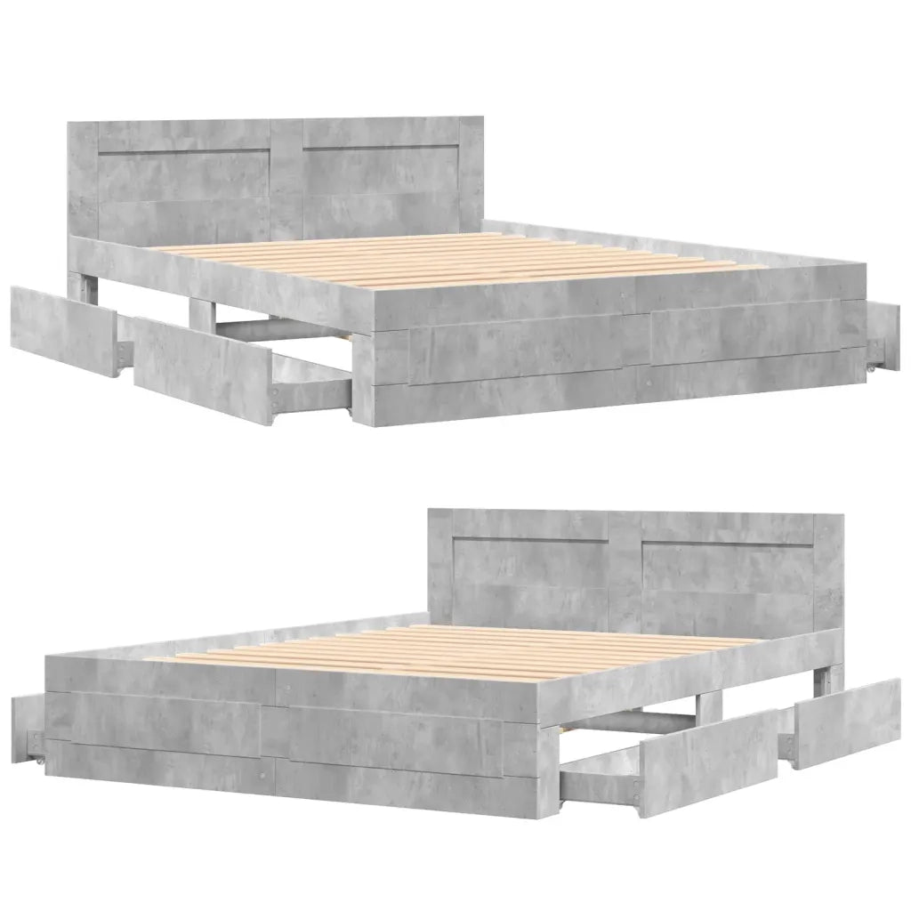 Giroletto Testiera Grigio Cemento 150x200 cm Legno Multistrato