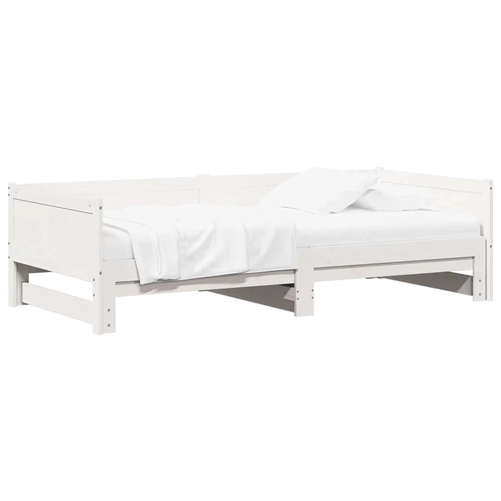 Letto Giorno Estraibile Bianco 180 x 200 cm Pino massello