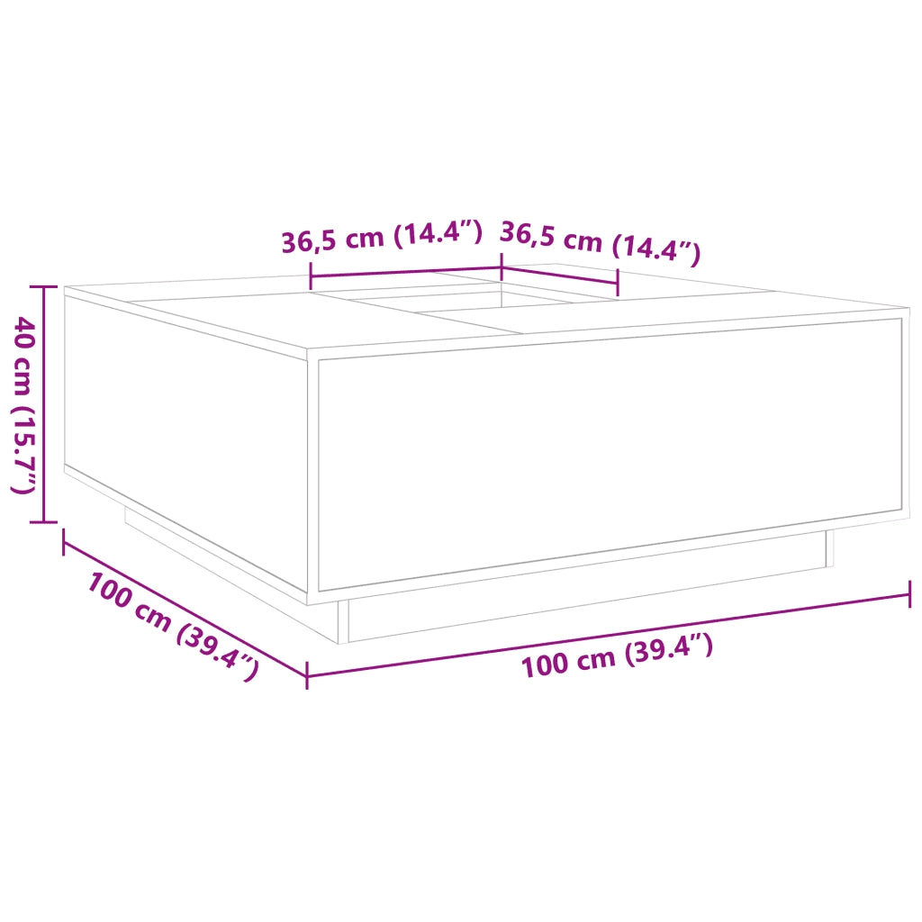 Tavolino Salotto Rovere Sonoma 100x100x40 cm Legno Multistrato 3284051