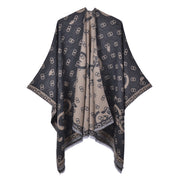 Nuovo scialle/scialle da donna, elegante mantello retr¨° con spacco e nappe su entrambi i lati