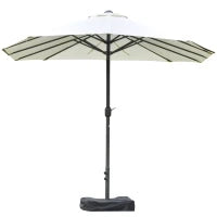 Ombrellone da Giardino XXL 4,6L x 2,7l x 2,4H cm con Base a Croce, Apertura e Chiusura con Manovella, Acciaio e Poliestere ad Alta Densità, Beige