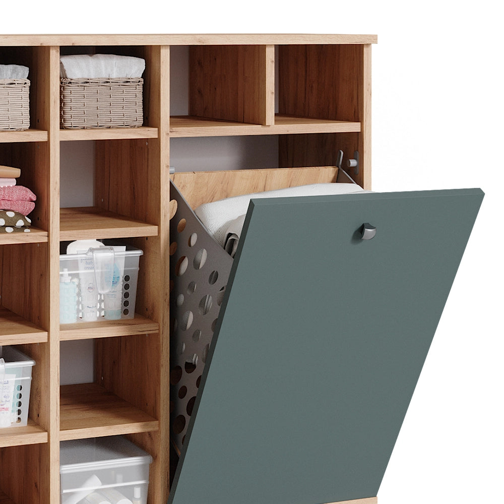 Armadietto da bagno con portabiancheria Fynn Verde 78.4 x 91.6 cm Vicco