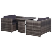 Set da Bistrot 3 pz con Cuscini in Polyrattan Grigio cod mxl 35120