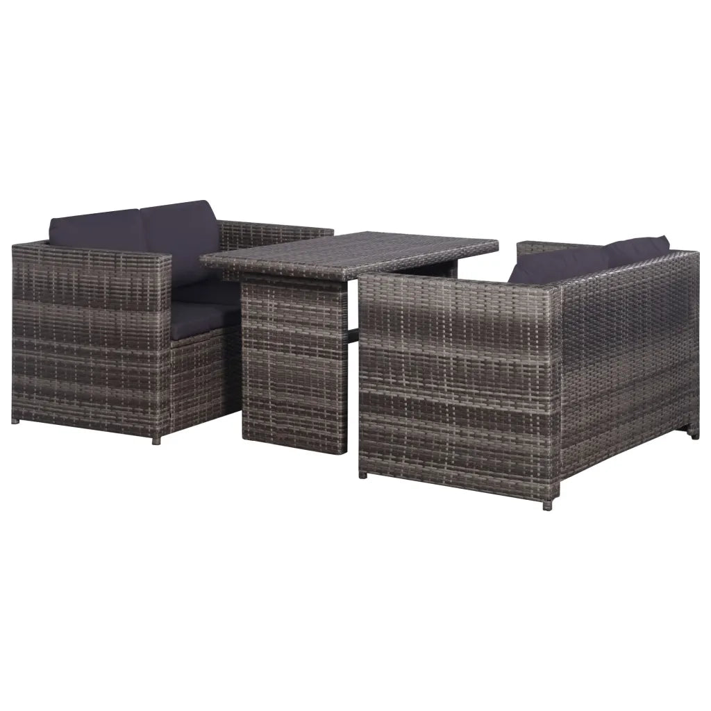 Set da Bistrot 3 pz con Cuscini in Polyrattan Grigio cod mxl 35120
