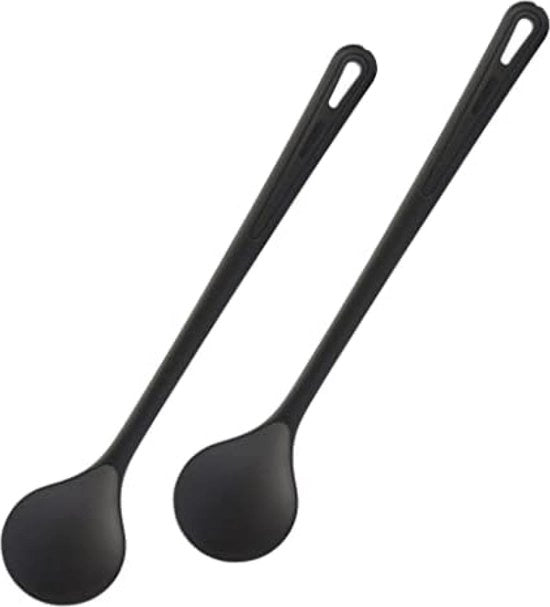 Set di spatole e cucchiai per cucinare e roderizzare, resistente al calore, colore nero