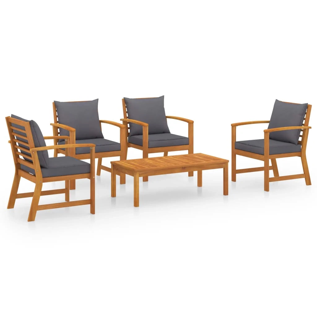 Set di mobili da giardino mobili da esterno 5 pezzi con cuscini legno massello di acacia 02_0016287
