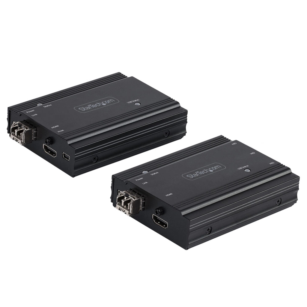 Startech.com extender hdmi fibra ottica - kit trasmettitore/ricevitore audio video hdmi 4k e usb - 300m (multimodale) - estensore hdmi con 2 moduli sfp+ 10g mmf - kvm extender console (tx/rx) - SV565FXHD4KU