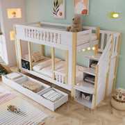 Letto a castello per bambini 90x200 cm con scala contenitore