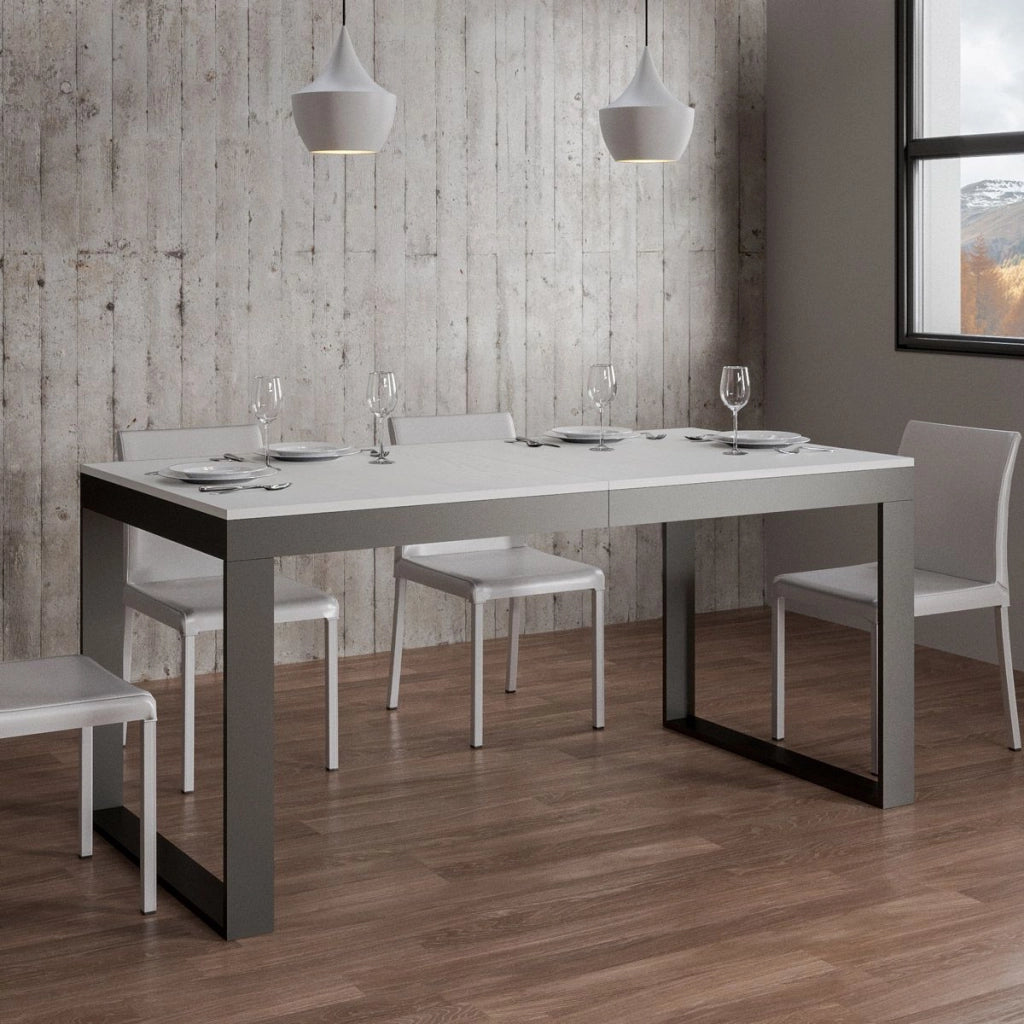 Tavolo allungabile 90x180/284 cm Tekno Evolution Bianco Frassino telaio Antracite