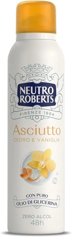 NEUTRO ROBERTS CON PURO OLIO DI GLICERINA ZERO ALCOL 48H DI PROTEZIONE ASCIUTTO CON CEDRO E VANIGLIA 150 ML