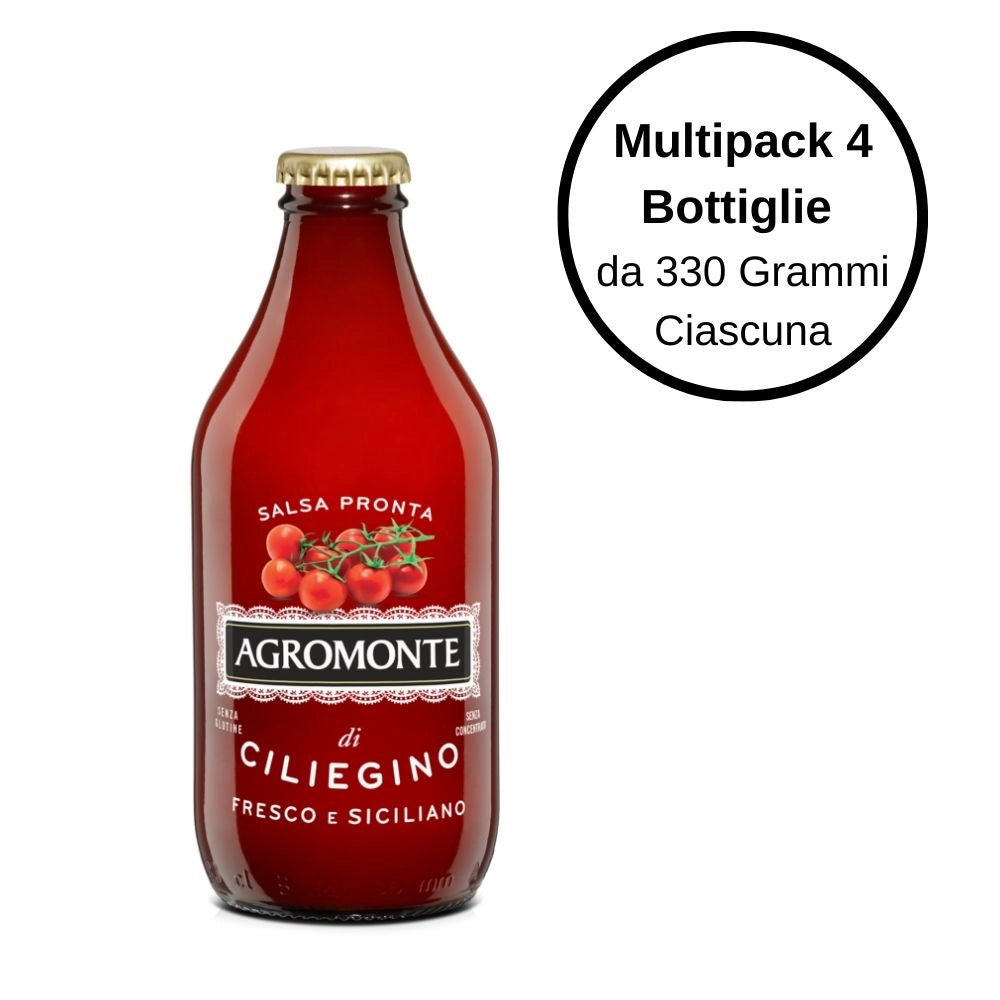 Agromonte salsa pronta di pomodorino ciliegino multipack 4 bottiglie da 330 grammi