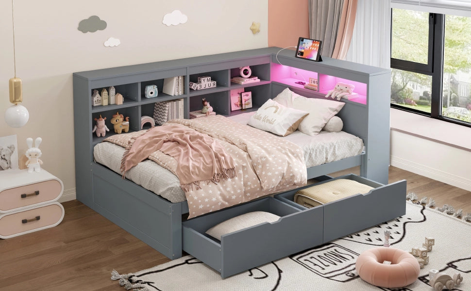 Letto divano multifunzione legno grigio 90x200 cm