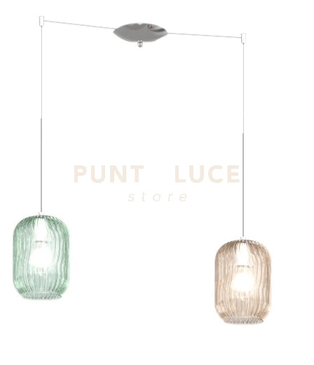 SOSPENSIONE CROMO 2 LUCI SPOSTABILE VETRI TR + AM 1181CR-S2 S-TA