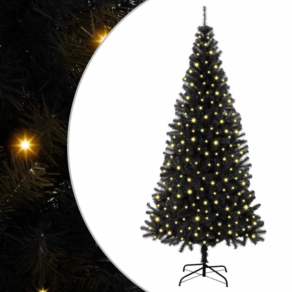 Albero di Natale con 300 LED con supporto Nero 180 cm PVC