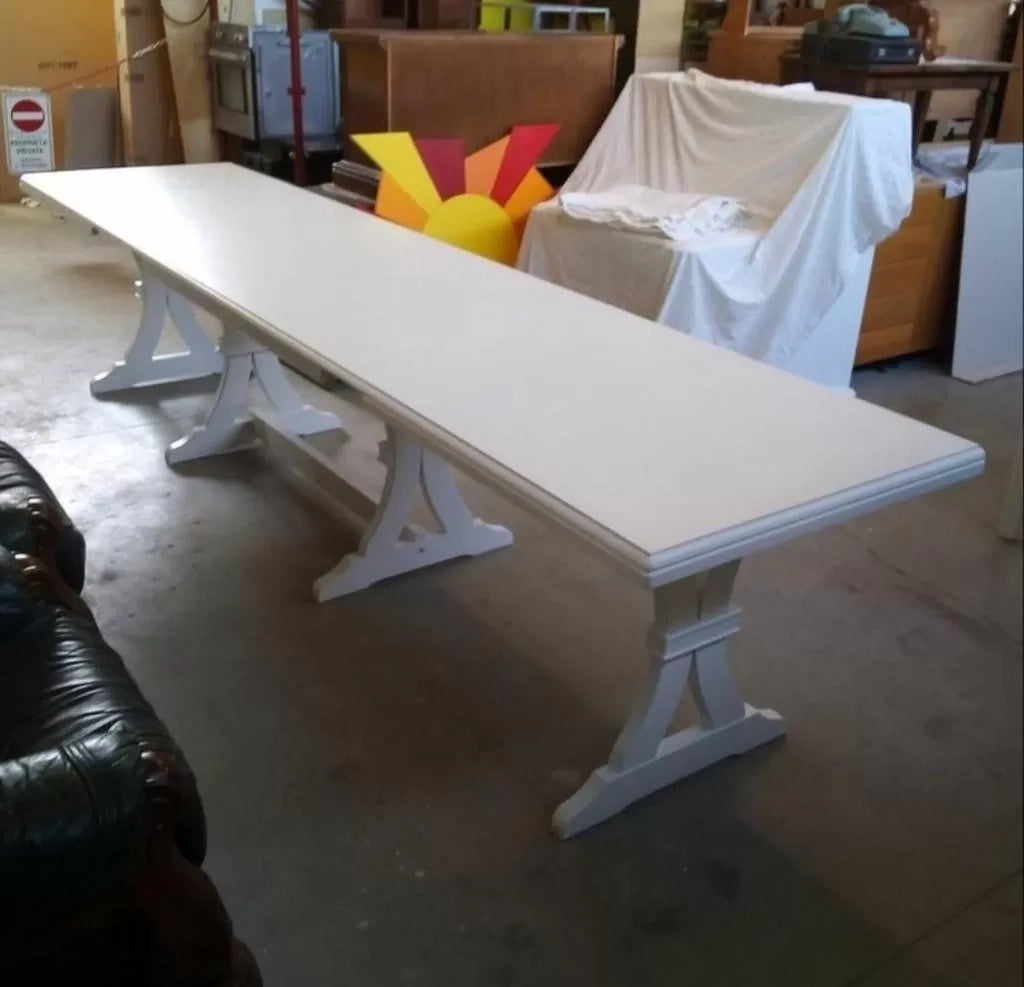 Tavolo classico in legno rettangolare allungabile laccato bianco 180x85 (740) - Mobili 2G