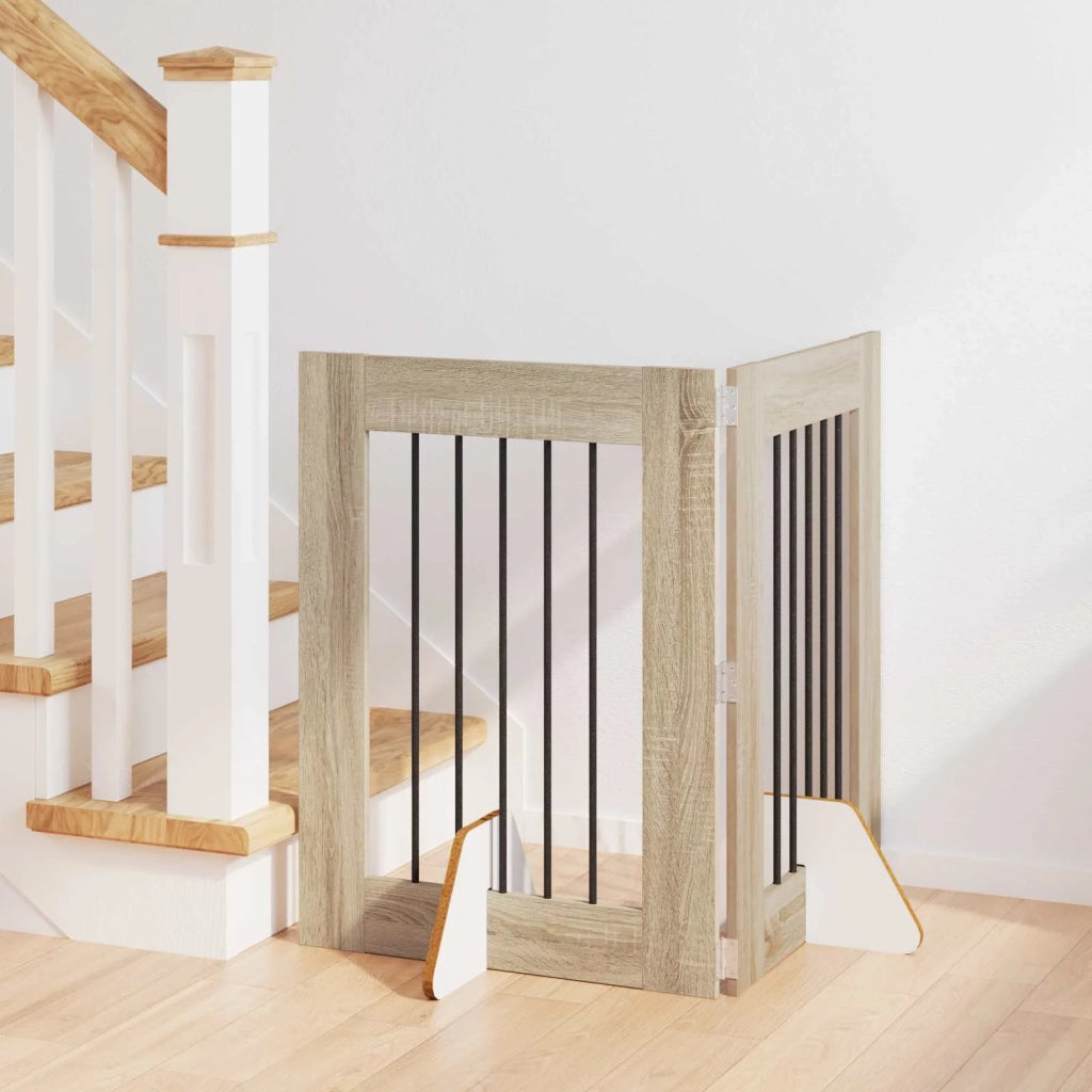 Cancello per cani con supporti 2 pcs Rovere Sonoma 60 x 80 cm 892092
