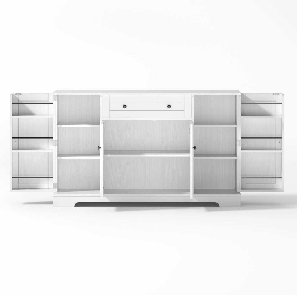 Buffet cucina 138 cm con cassetto; ante e ripiani regolabili; MDF; bianco