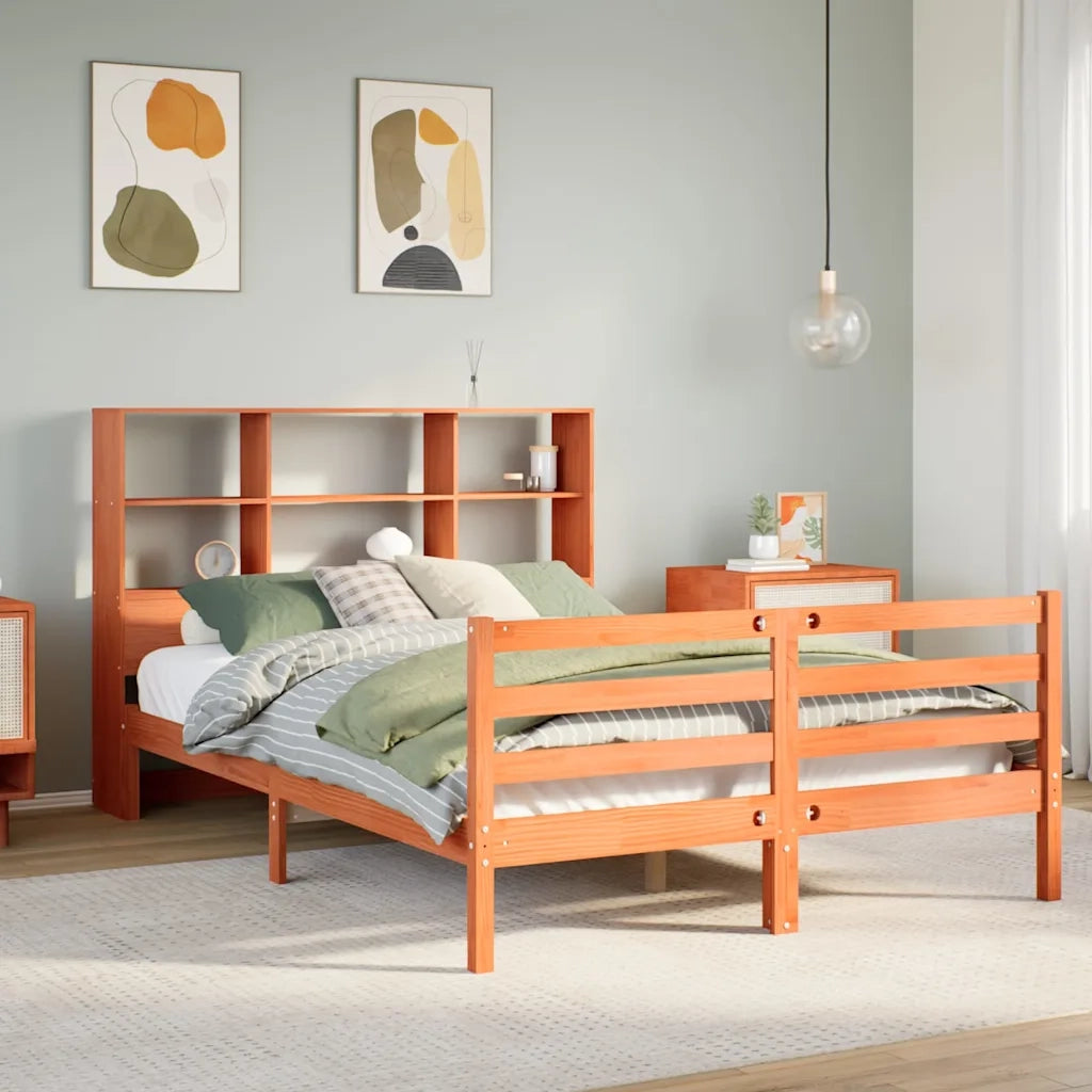 Letto Libreria senza Materasso Marrone Cera 140x190 cm Legno 3321913