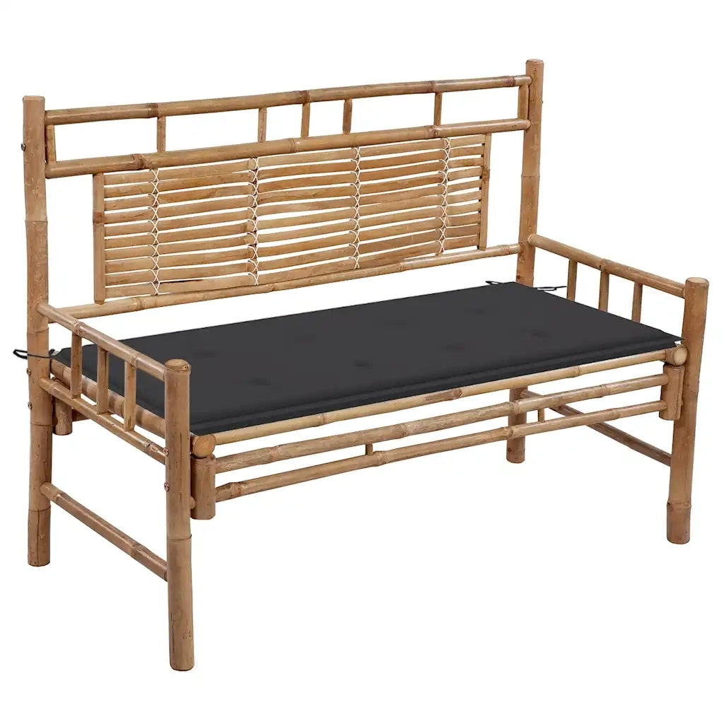 Panca da Giardino con Cuscino 120 cm in Bambù 3063876