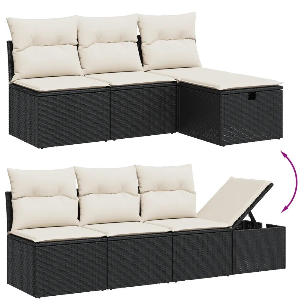 Set Divani da Giardino 9 pz con Cuscini Nero in Polyrattan 3274706