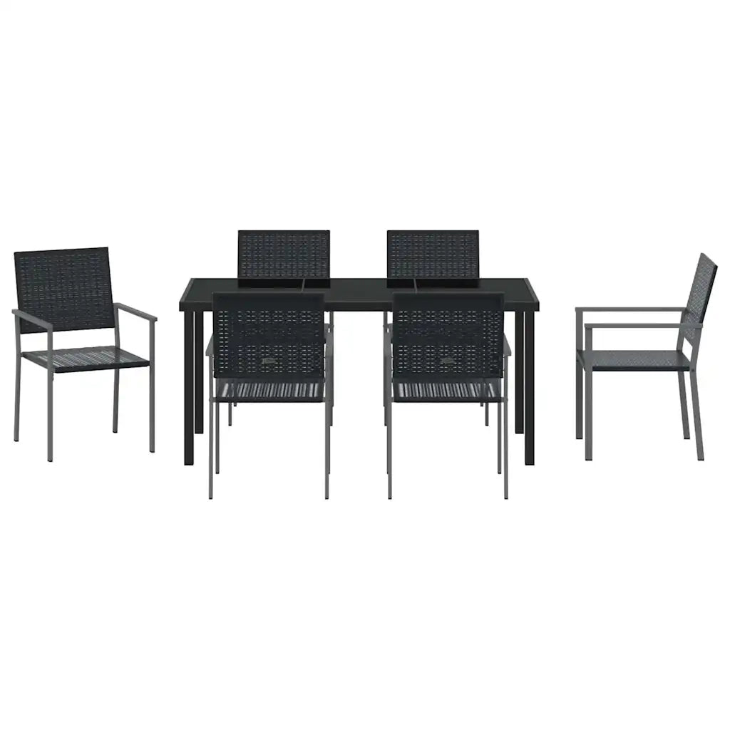 Set da Pranzo per Giardino 7 pcs Nero Rattan in PE 3379083
