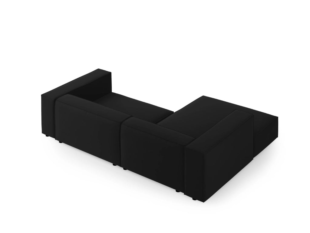 Cosmopolitan Design - Divano angolare sinistro "Arendal" 3 posti in velluto nero 