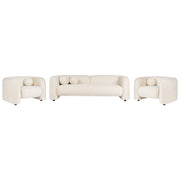 Set da salotto composto da divano a 5 posti e 2 poltrone in velluto bianco sporco con cuscini aggiuntivi stile glamour retrò soggiorno