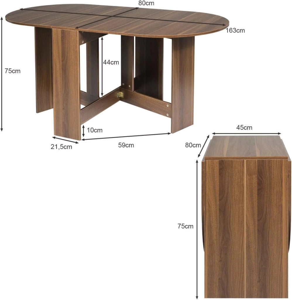 Tavolo Pieghevole da Pranzo, Tavolo da Lavoro, Tavolo Multiuso, Design Moderno, 163 x 80 x 75 cm