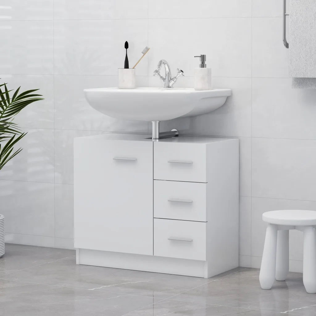 Mobile SottoLavabo | Armadio Lavabo Bianco 63x30x54 cm in Multistrato
