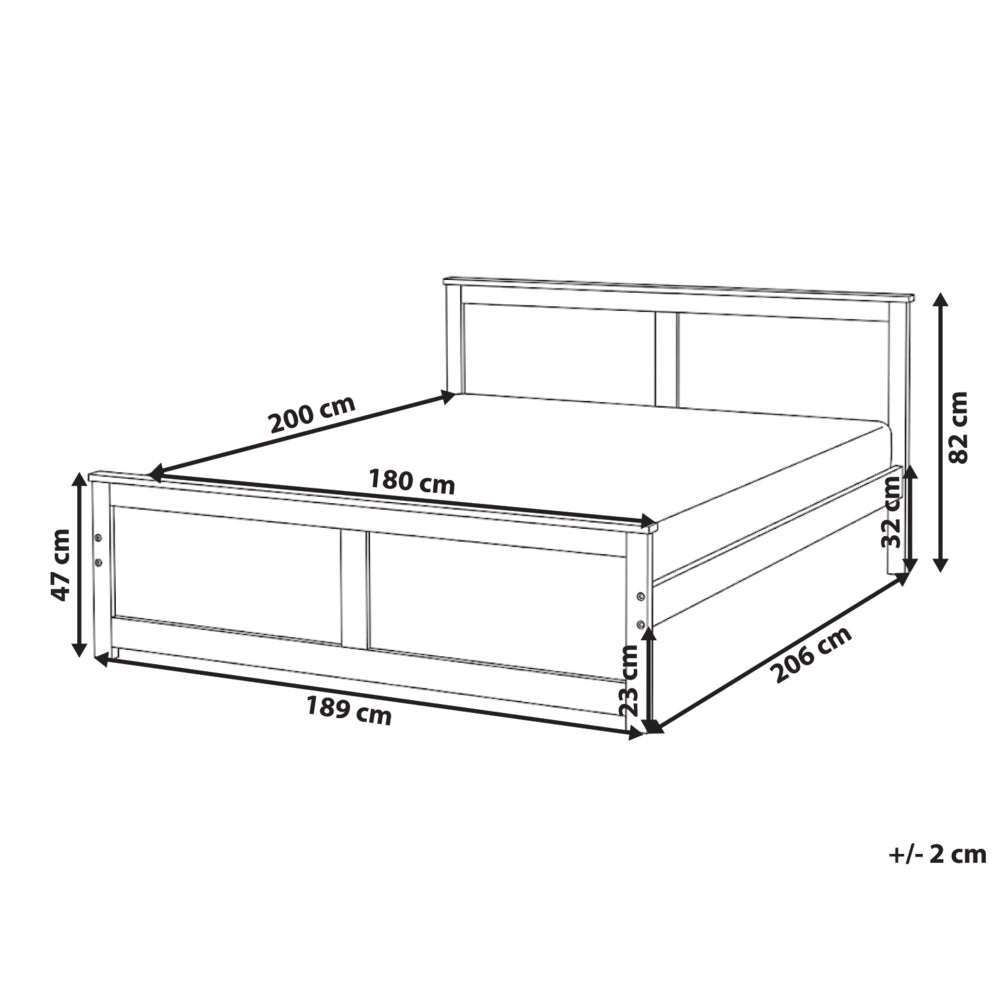 Letto matrimoniale in legno naturale marrone chiaro 180 x 200 cm con testiera in stile scandinavo