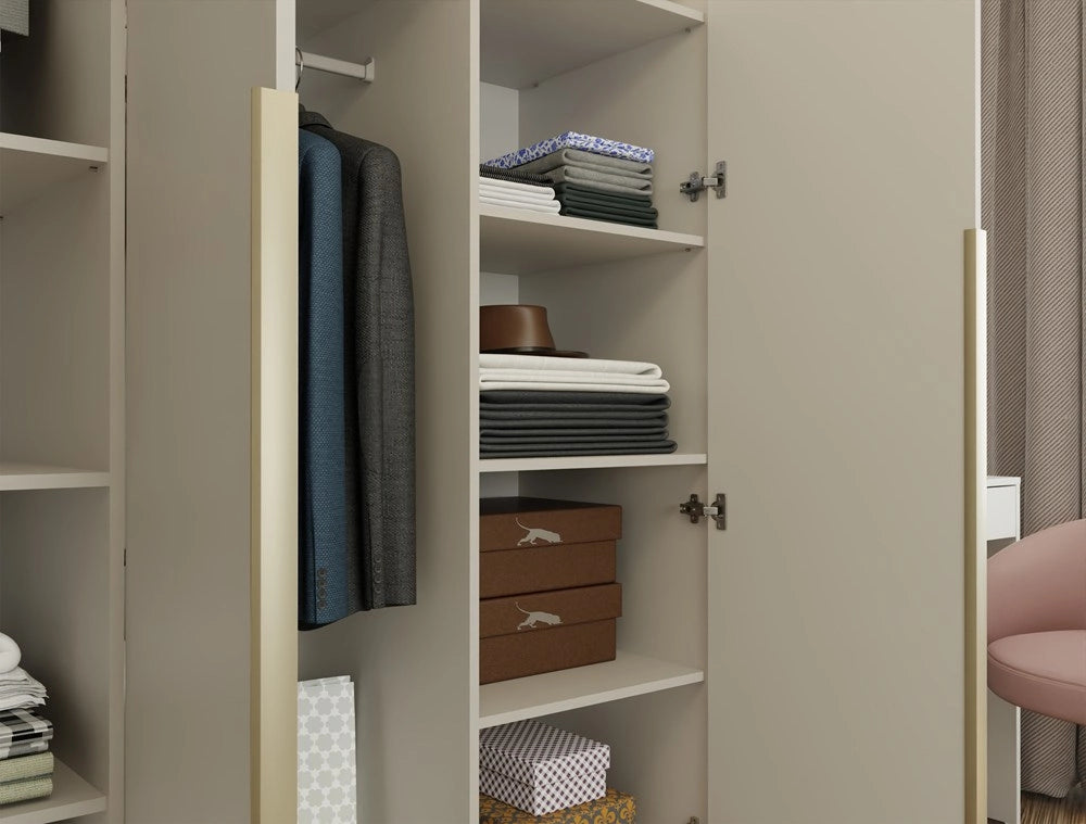 Armadio SENSO 3d 150 cm 3 ante oro maniglie per soggiorno camera da letto cashmere beige guardaroba