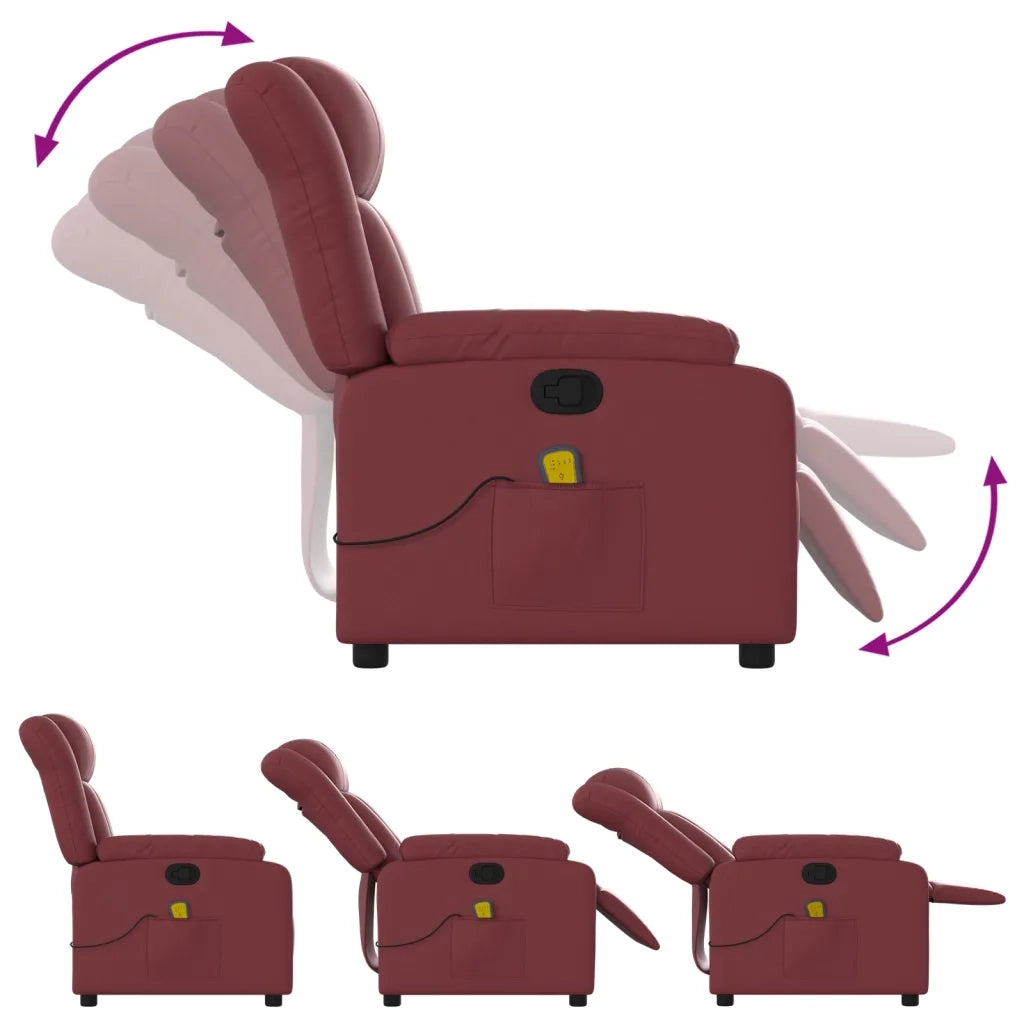 Divano Sedia-Poltrona Massaggiante Reclinabile Rosso vino in Similpelle 663270