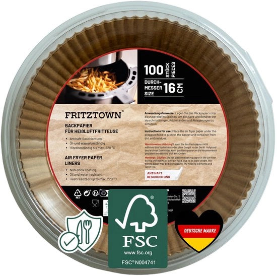 Papier per air fryer - 100 pezzi, 16 cm circolare