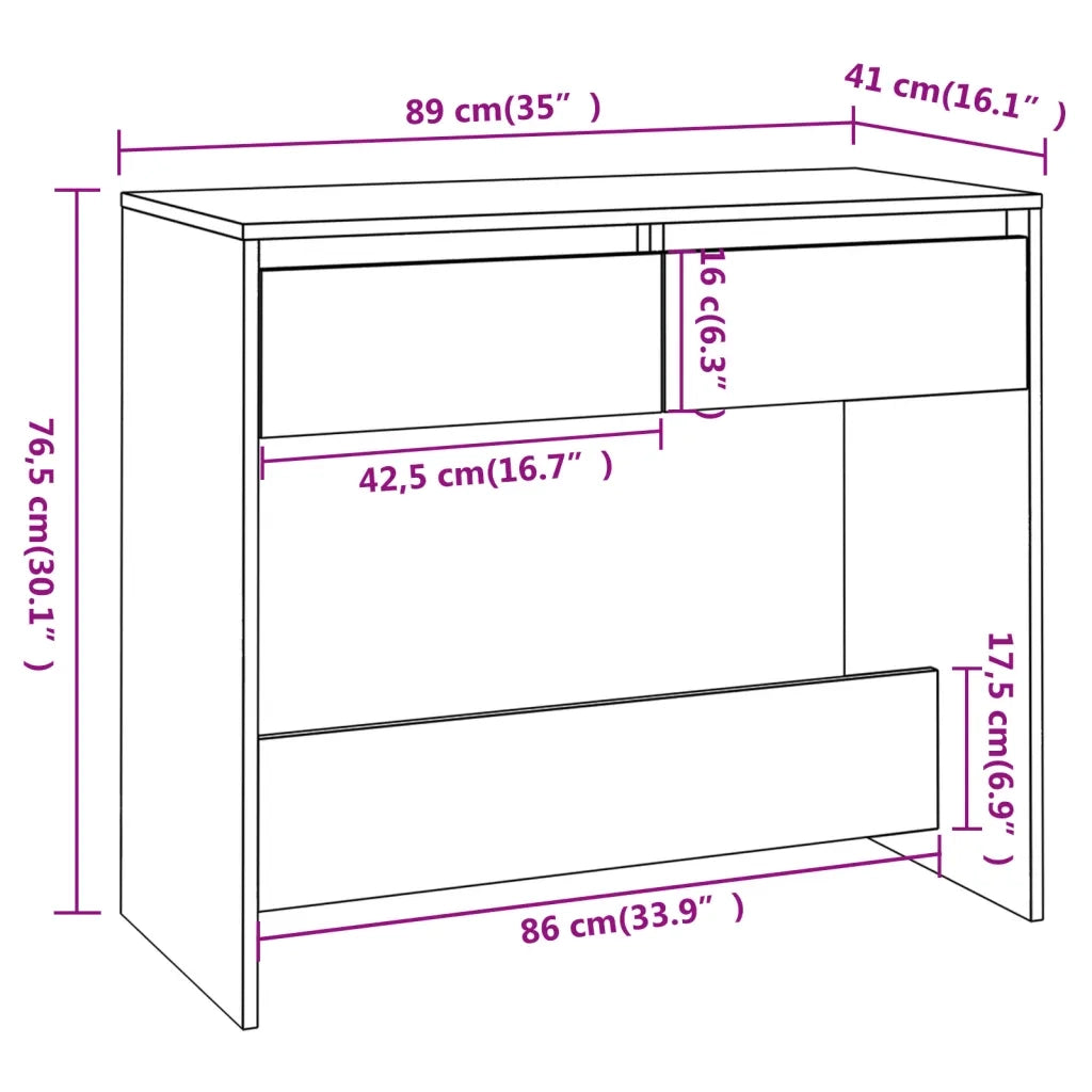 Tavolo Consolle | Tavolo d'Ingresso Rovere Sonoma 89x41x76,5 cm in Acciaio