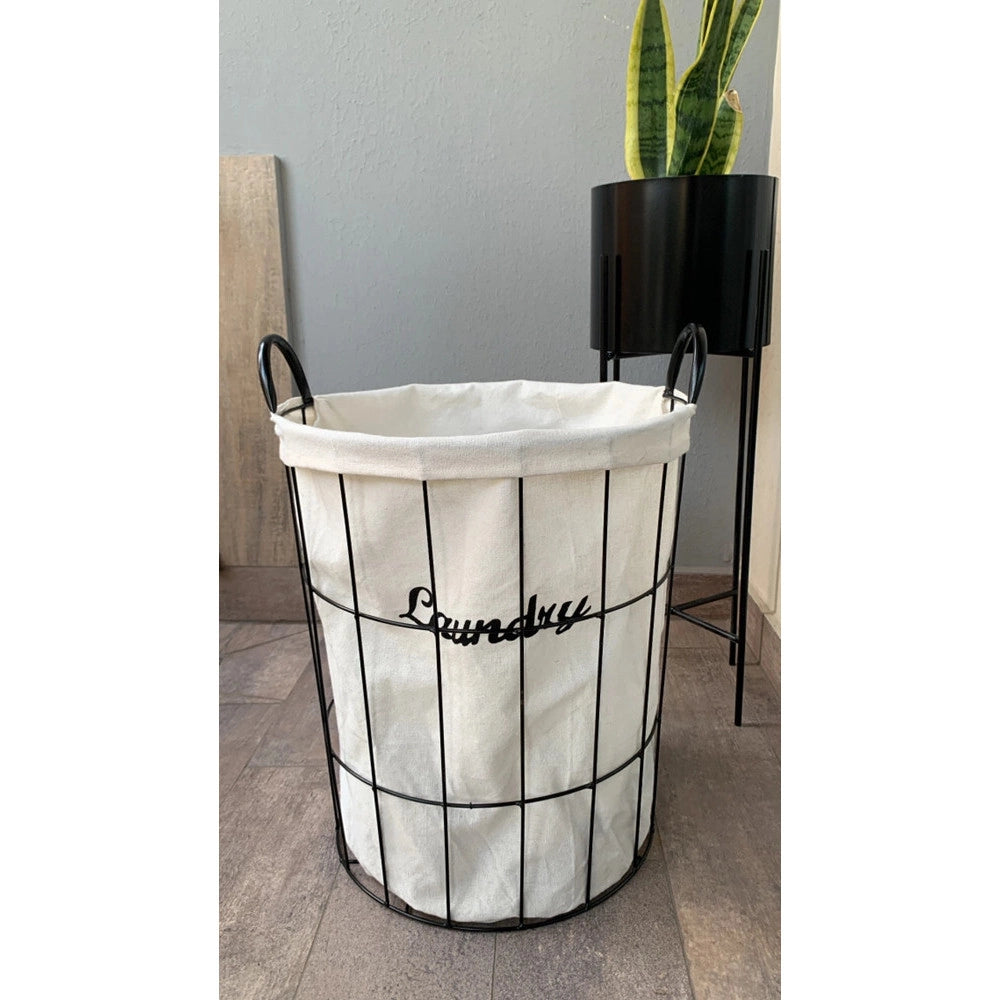 Trade Shop - Cesto Contenitore Porta Biancheria Tessuto Con Struttura In Metallo Bagno 10629 -