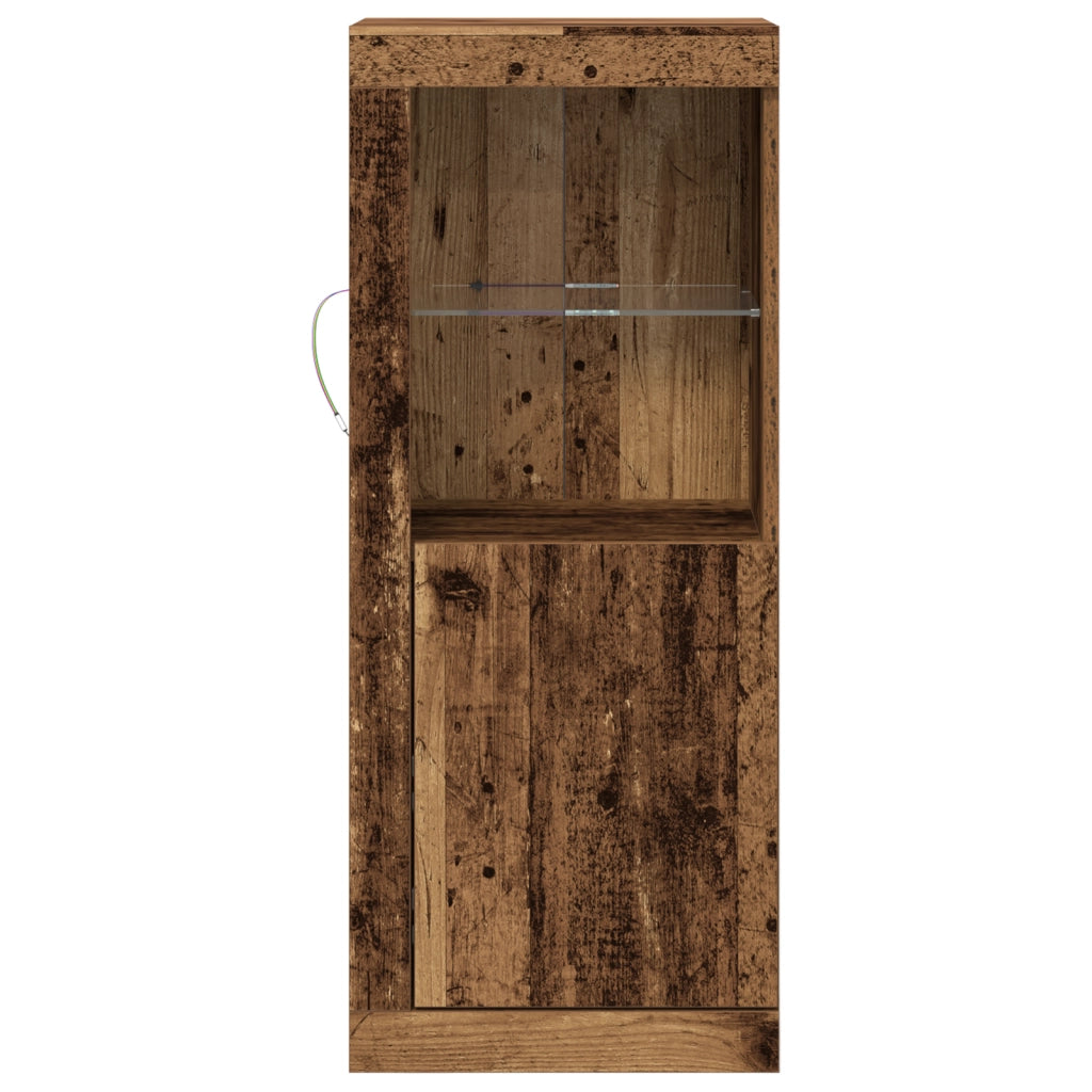Sideboard  con luci LED in legno antico 41x37x100 cm