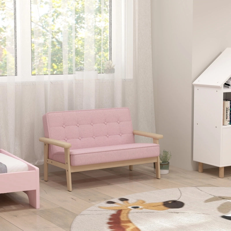 DIVANO per bambini 77x42x48 cm Rosa in legno e tessuto