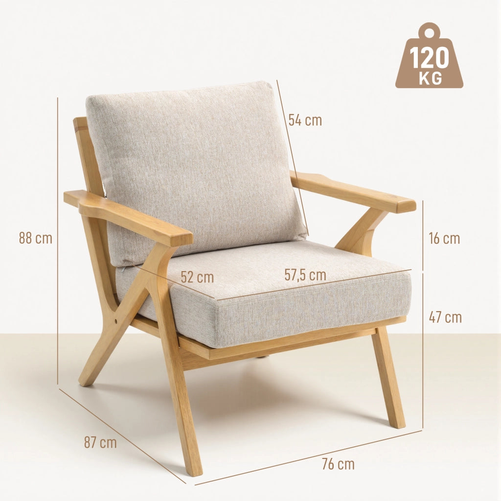 Poltrona in Tessuto Beige ¨C Zephmum ¨C 76x87x88cm