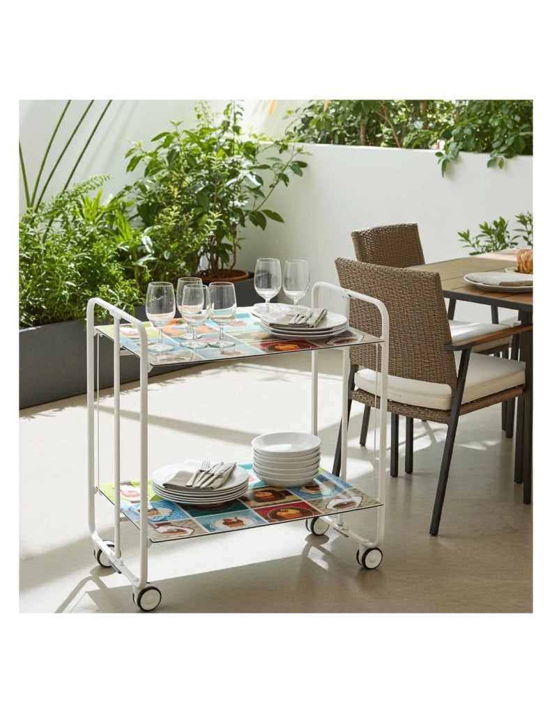 Carrello da cucina pieghevole bianco con ruote BAUHAUS 2 ripiani