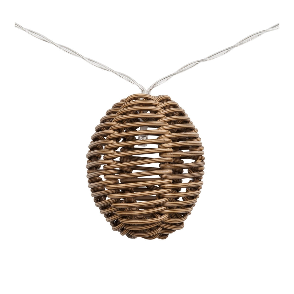 Filo luminoso LED Carlisle in polyrattan e metallo natural/nero — 180 cm