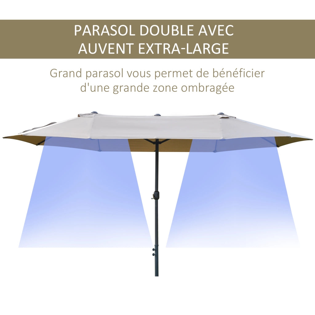 Ombrellone da giardino XXL ¨C Xylo ¨C 460x270x240 cm acciaio polyester caff¨¨ con manovella