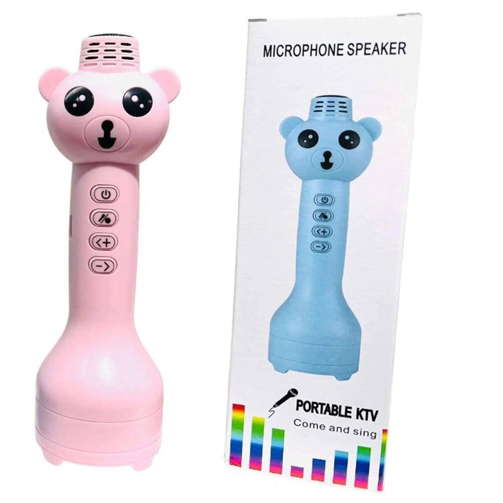 Trade Shop - Microfono Altoparlante Bluetooth A Forma Di Orsetto Per Bambini Karaoke Wireless -