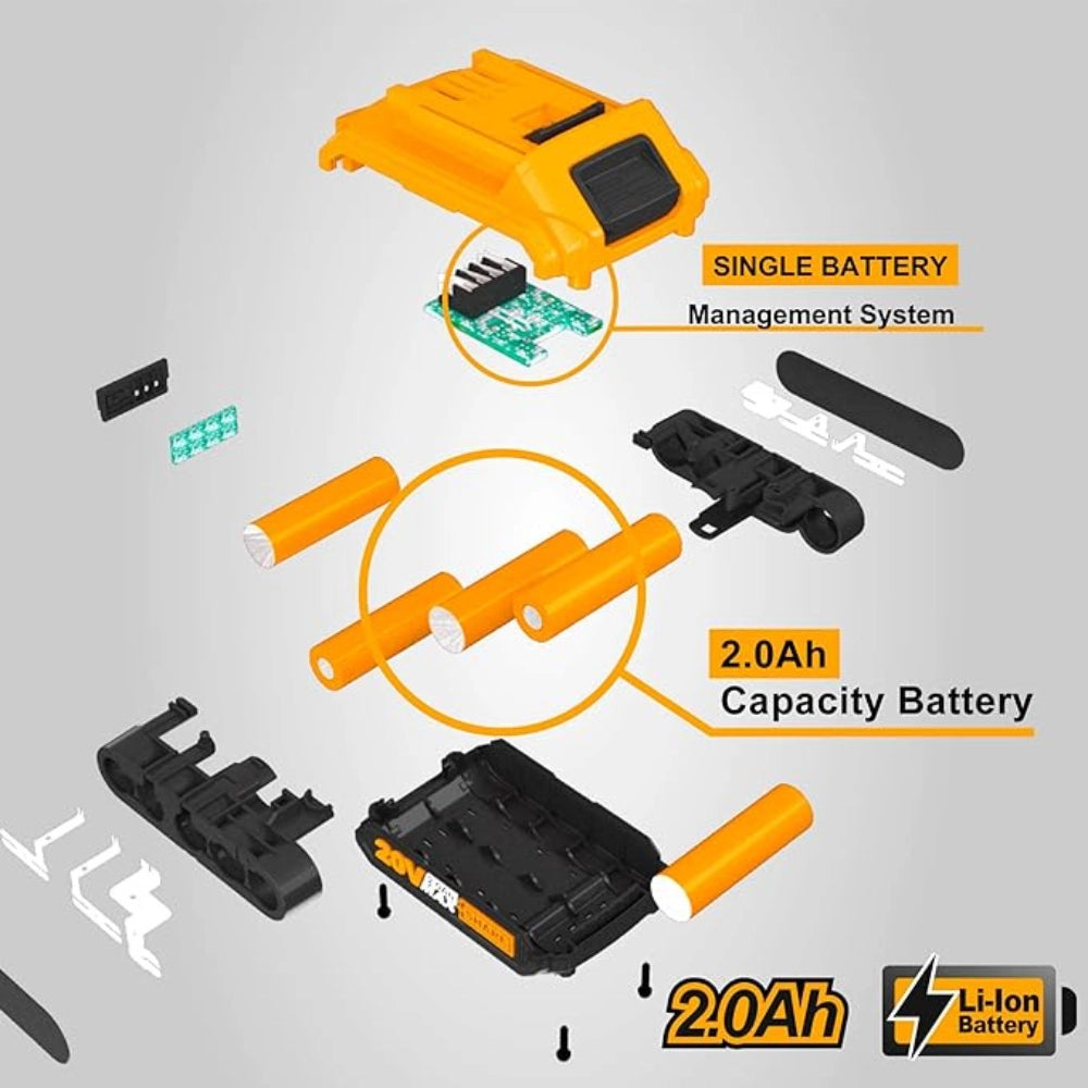 Batteria ioni litio 20v 2ah indicatore led potenza costante strumenti elettrici
