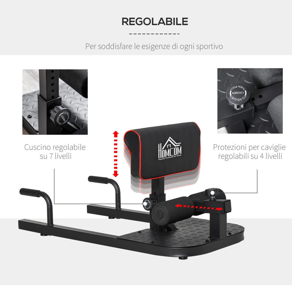 EasyComfort Macchina Squat 3 in 1, Macchina per Deep Sissy Squat Sit Up Push Up Regolabile Acciaio, Multifunzione, per Fitness, Allenamento, Leg Press, Addominali e Flessioni, Nero