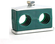 Klem per tubi idraulici standard a doppia foratura in plastica per metallurgia e petrolio - 15mm Green & Silver