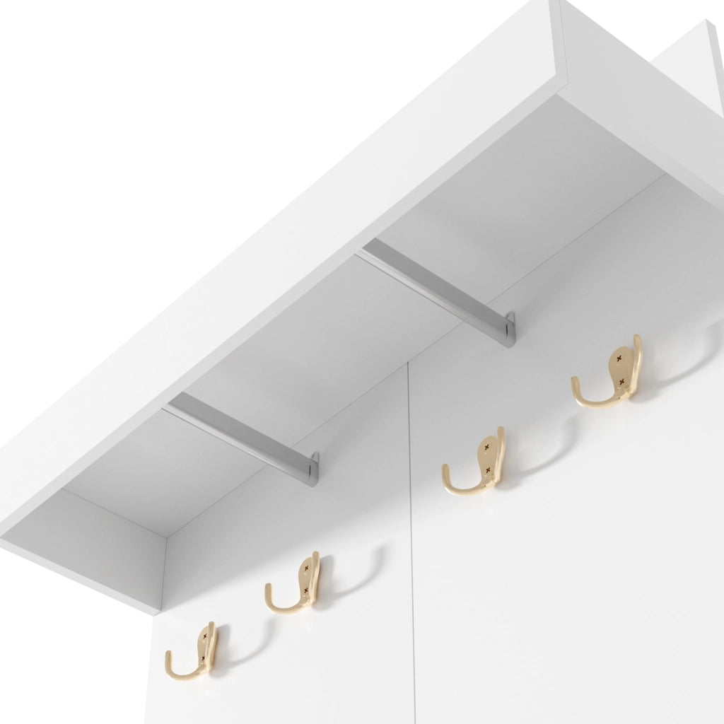 Set ingresso 3 in 1 con attaccapanni, scarpiera a 2 ante e panca porta scarpe, bianco, 60¡Á35¡Á(45+100) cm