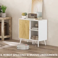 Credenza Moderna con Armadietto e Vano Portaoggetti, in Legno, 80x39x76 cm, Bianco