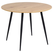 Tavolo da cucina moderno rotondo da pranzo con piano in MDF e gambe in acciaio in legno chiaro 100 cm 4 posti da cucina