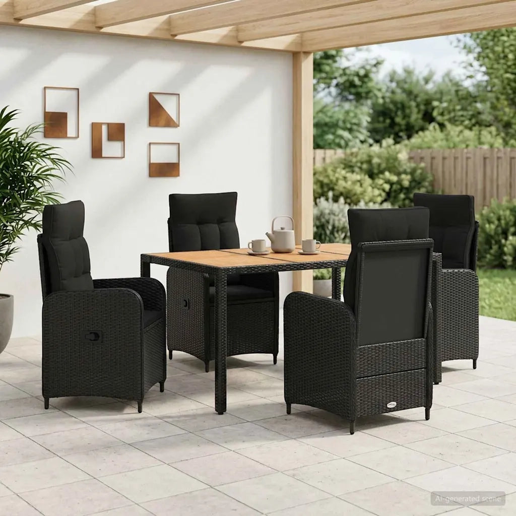 Set da pranzo per esterni 5 pz Nero 3422268